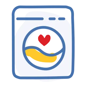 illustrated icon of a washing machine, representing a laundry room